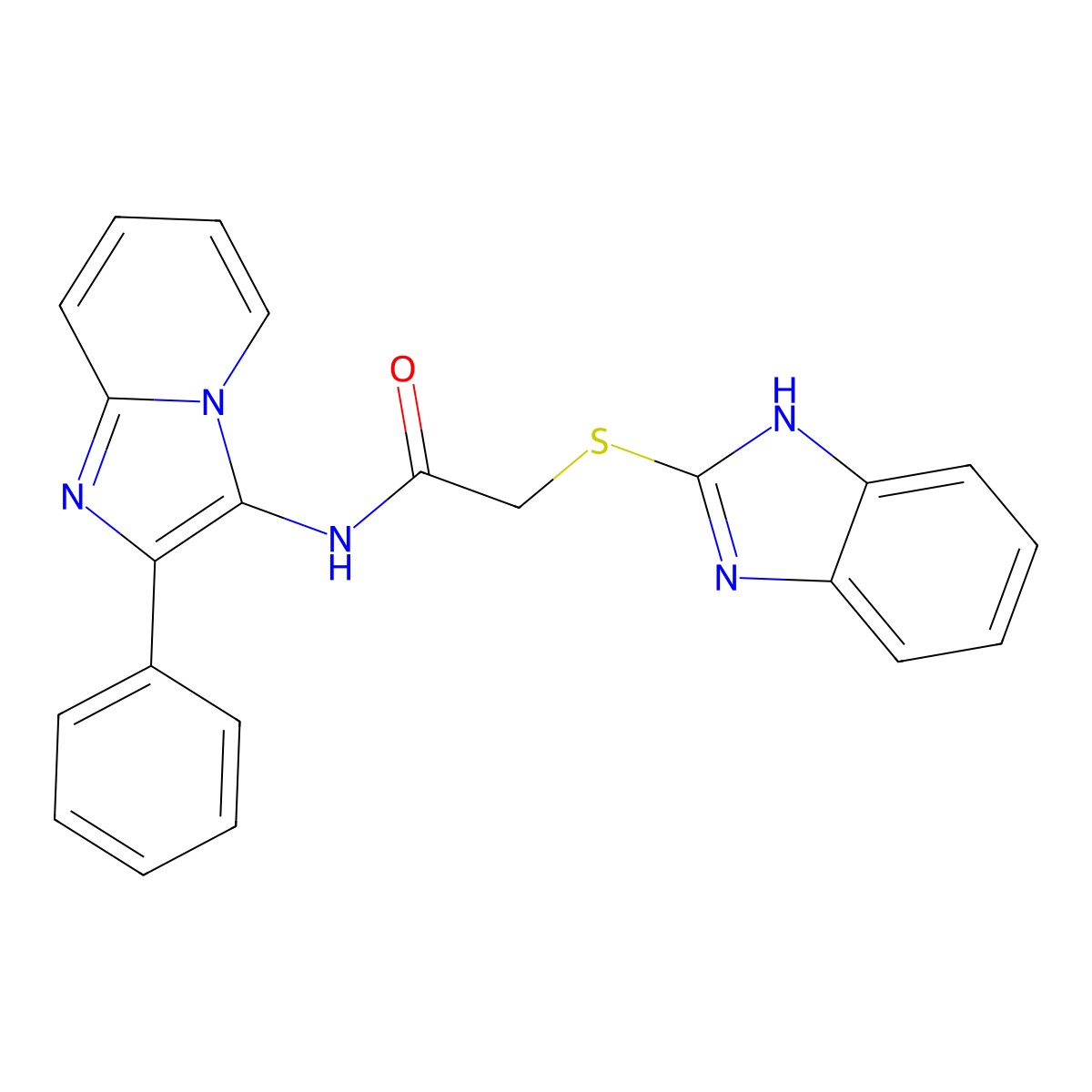 2-(1H-benzimidazol-2-ylsulfanyl)-N-(2-phenylimidazo[1,2-a]pyridin-3-yl)acetamide molecular structure, CAS 664368-06-3