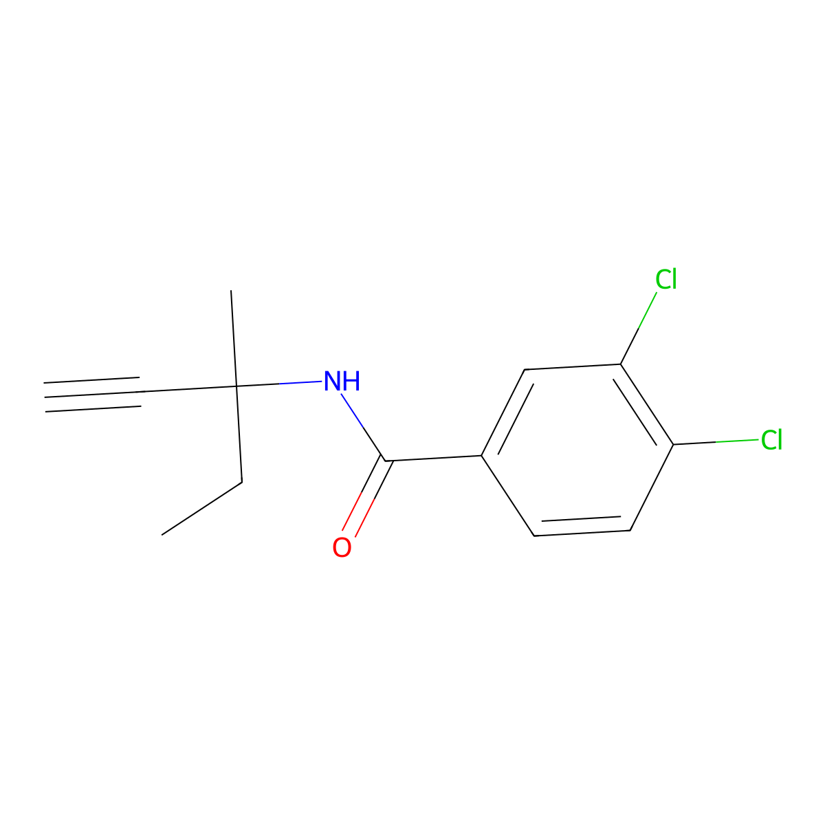 3,4-dichloro-N-(3-methylpent-1-yn-3-yl)benzamide molecular structure, CAS 664368-41-6