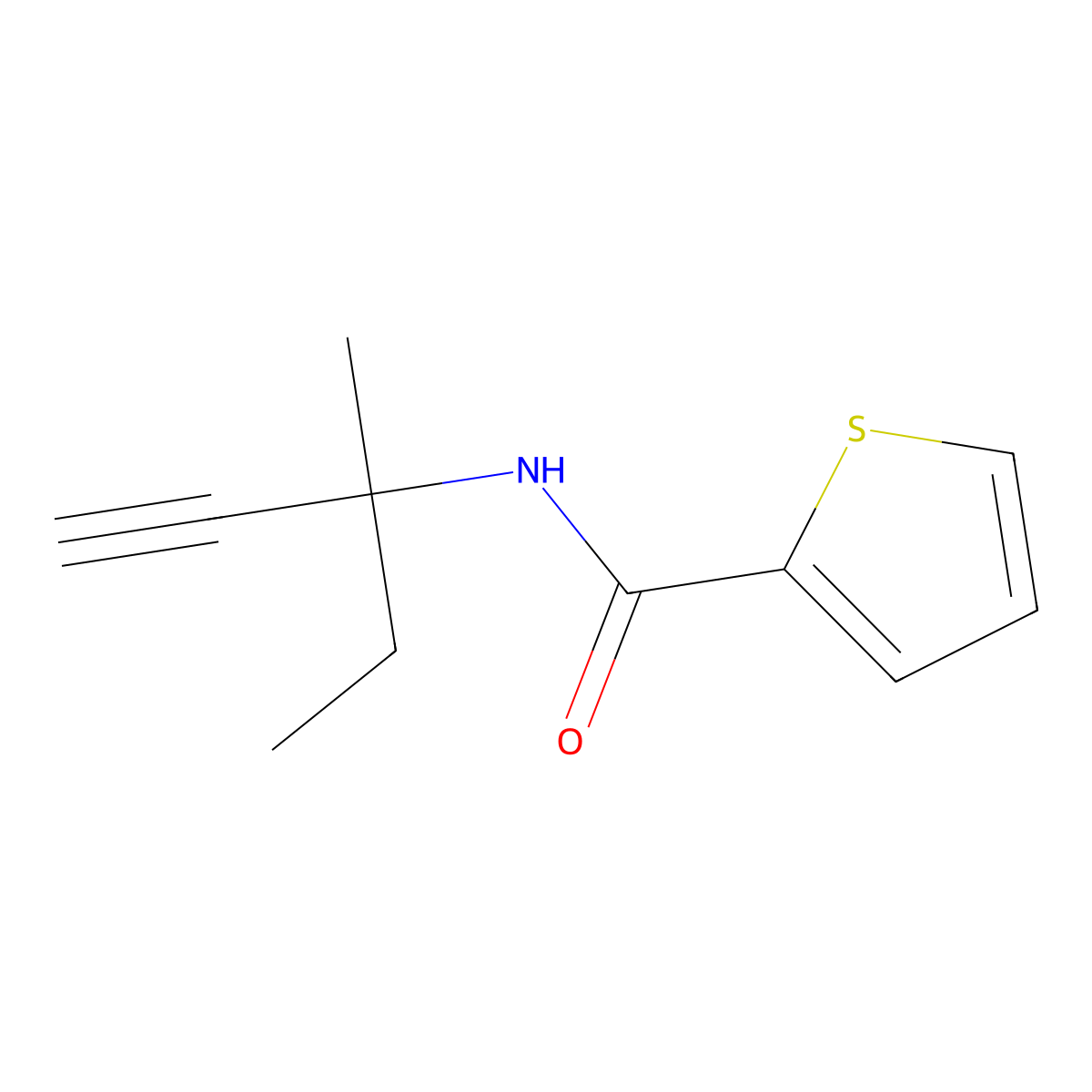 N-(3-methylpent-1-yn-3-yl)thiophene-2-carboxamide molecular structure, CAS 664368-42-7