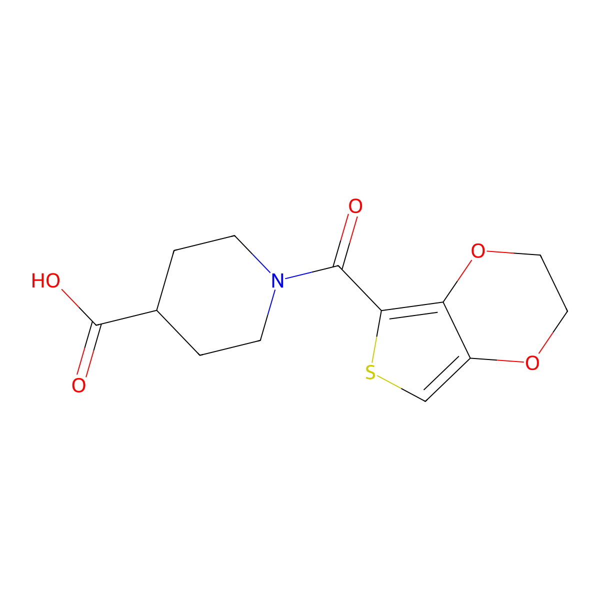 1-(2,3-Dihydrothieno[3,4-b][1,4]dioxine-5-carbonyl)piperidine-4-carboxylic acid molecular structure, CAS 664368-53-0