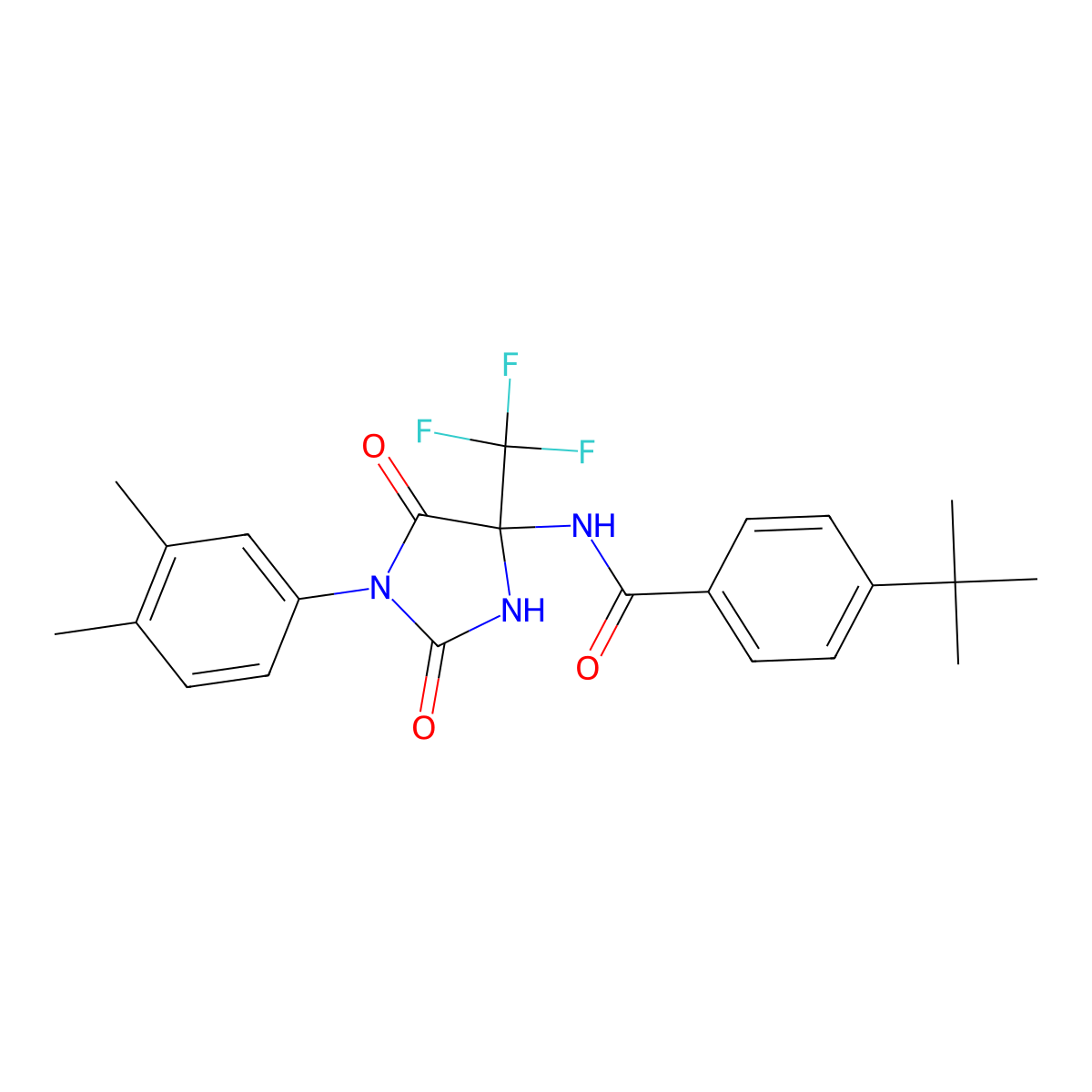 4-tert-butyl-N-[1-(3,4-dimethylphenyl)-2,5-dioxo-4-(trifluoromethyl)imidazolidin-4-yl]benzamide molecular structure, CAS 664370-35-8