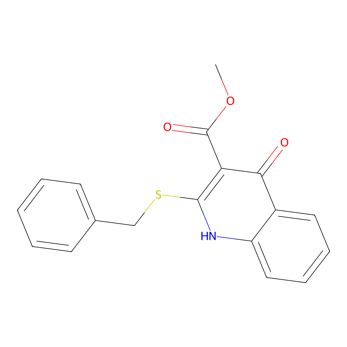 Methyl 2-(benzylsulfanyl)-4-hydroxyquinoline-3-carboxylate molecular structure, CAS 664370-60-9