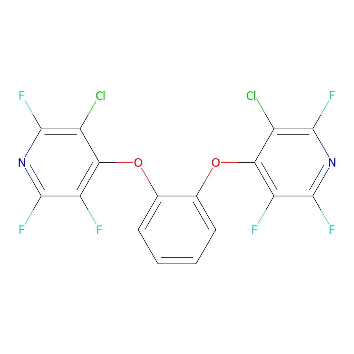 3-Chloro-4-[2-(3-chloro-2,5,6-trifluoropyridin-4-yl)oxyphenoxy]-2,5,6-trifluoropyridine molecular structure, CAS 664371-44-2