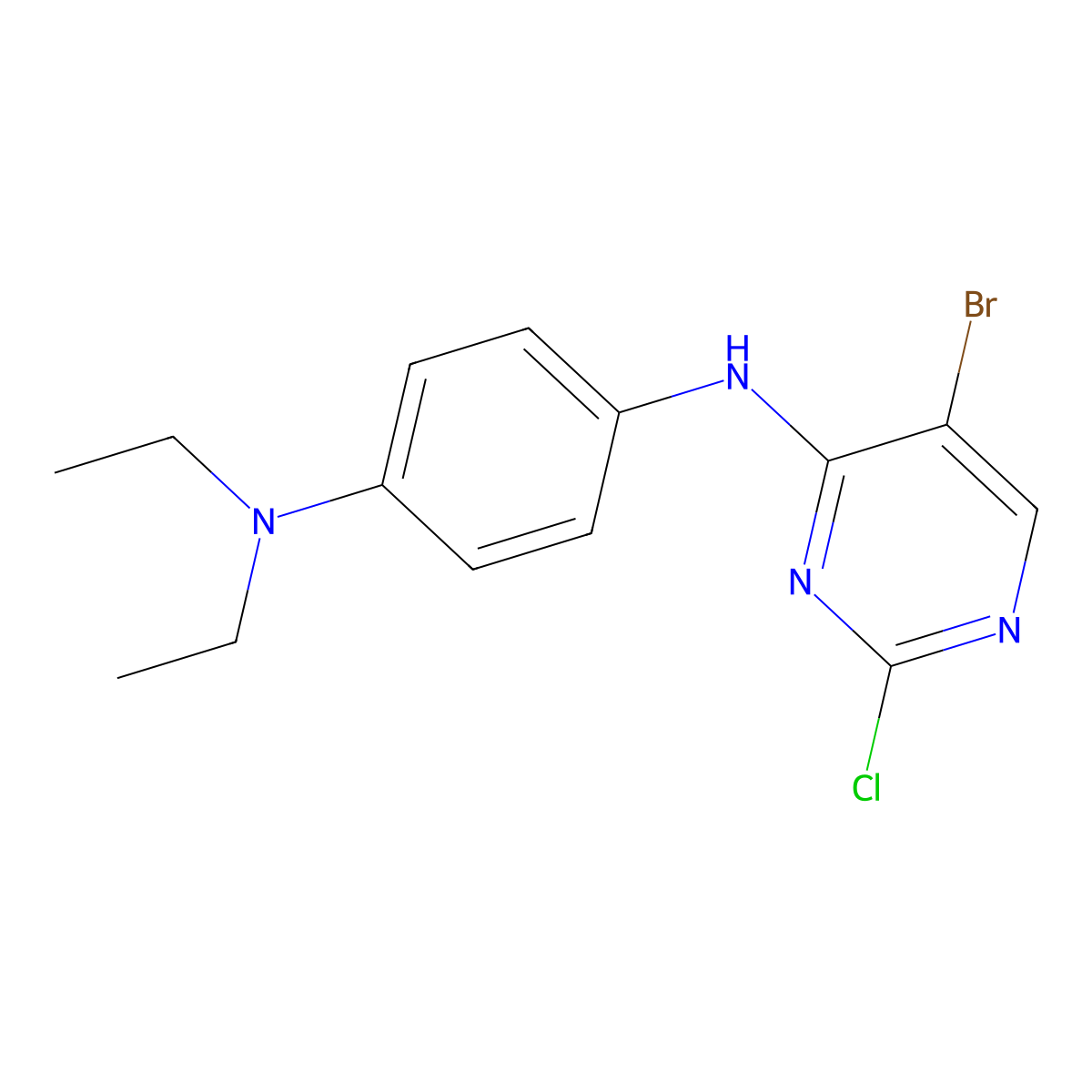 1-N-(5-bromo-2-chloropyrimidin-4-yl)-4-N,4-N-diethylbenzene-1,4-diamine molecular structure, CAS 664371-56-6