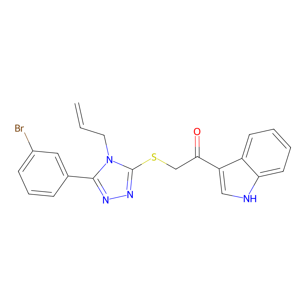 2-[[5-(3-bromophenyl)-4-prop-2-enyl-1,2,4-triazol-3-yl]sulfanyl]-1-(1H-indol-3-yl)ethanone molecular structure, CAS 664371-81-7