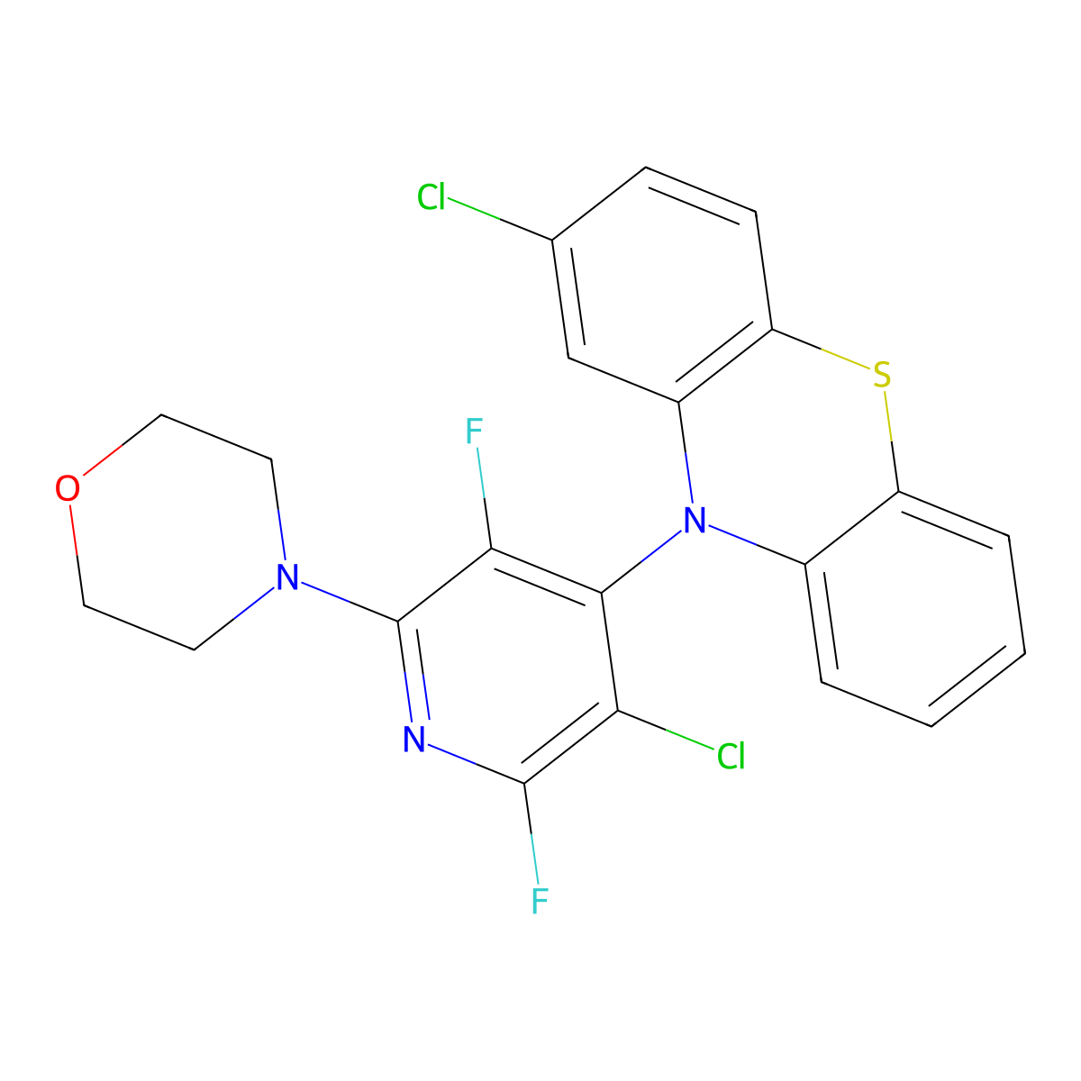 4-[5-Chloro-4-(2-chlorophenothiazin-10-yl)-3,6-difluoropyridin-2-yl]morpholine molecular structure, CAS 664371-88-4