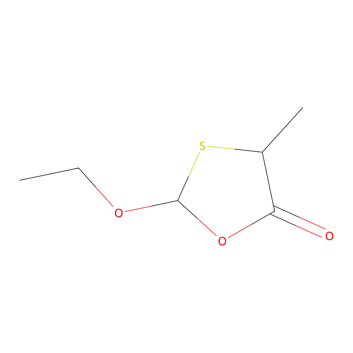 2-Ethoxy-4-methyl-1,3-oxathiolan-5-one molecular structure, CAS 66442-25-9