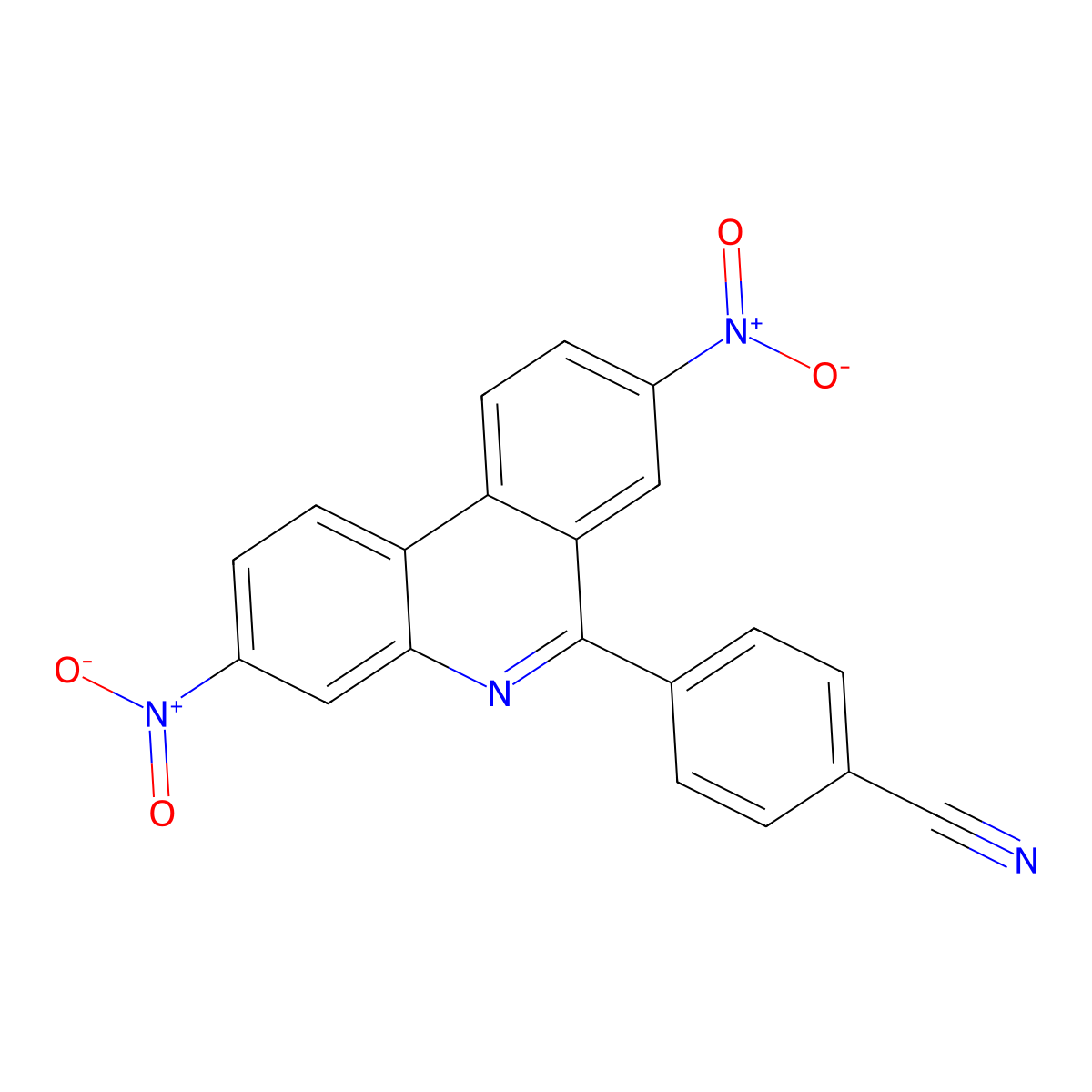 Benzonitrile, 4-(3,8-dinitro-6-phenanthridinyl)- molecular structure, CAS 66442-93-1