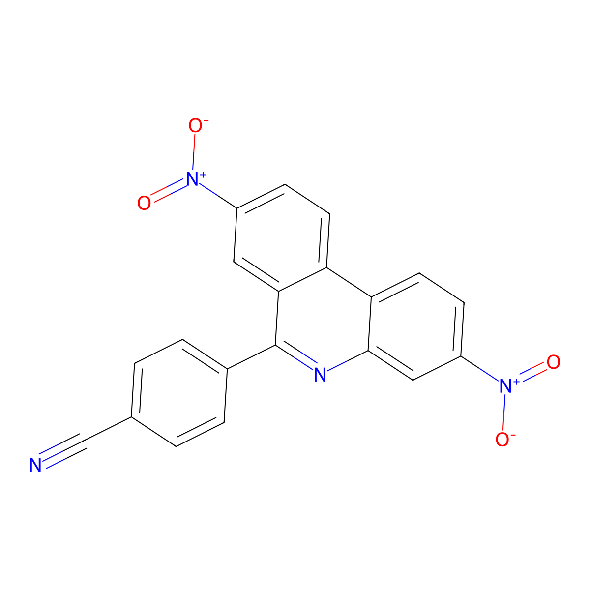 Benzonitrile, 4-(3,8-dinitro-6-phenanthridinyl)- molecular structure, CAS 66442-93-1