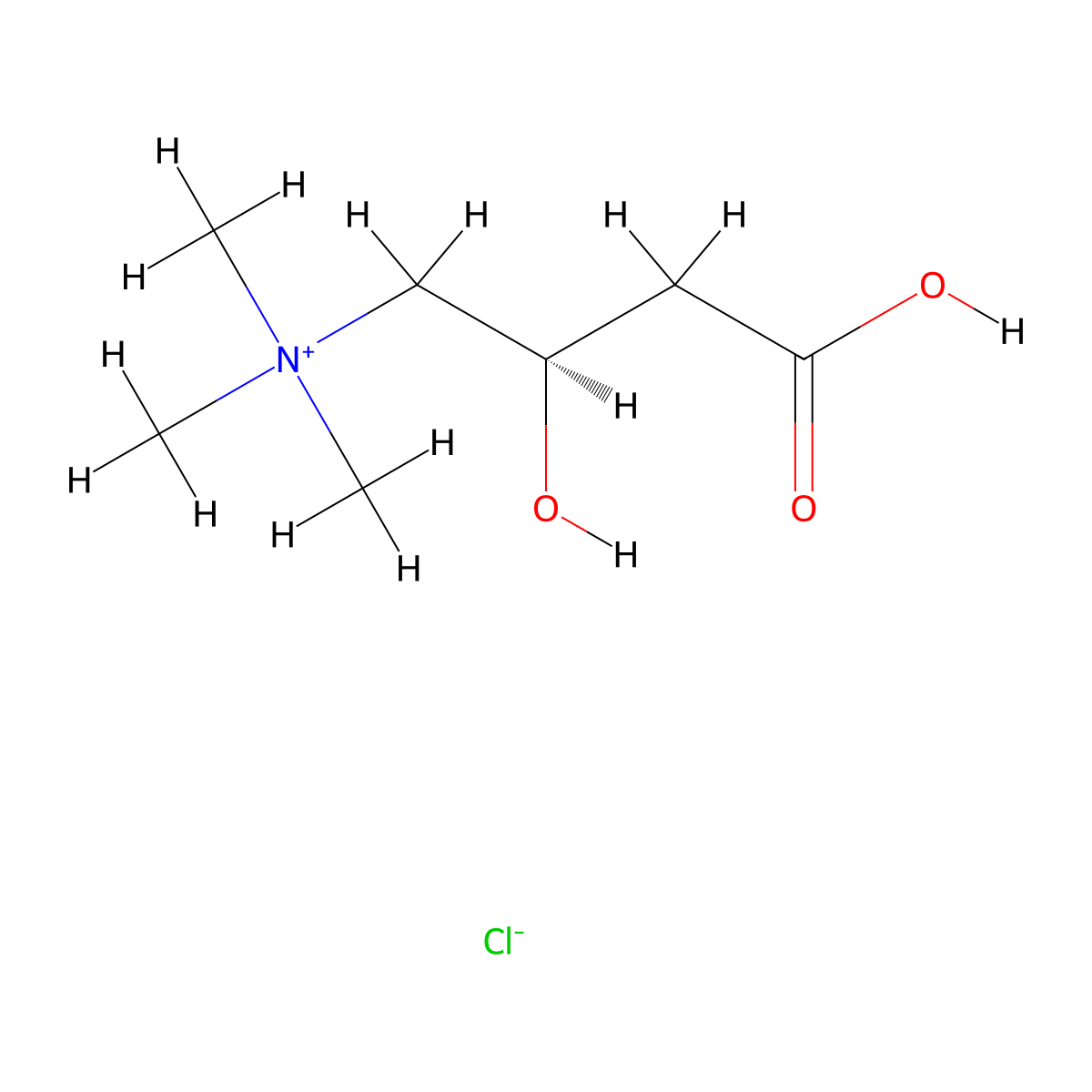 Levocarnitine Chloride molecular structure, CAS 6645-46-1