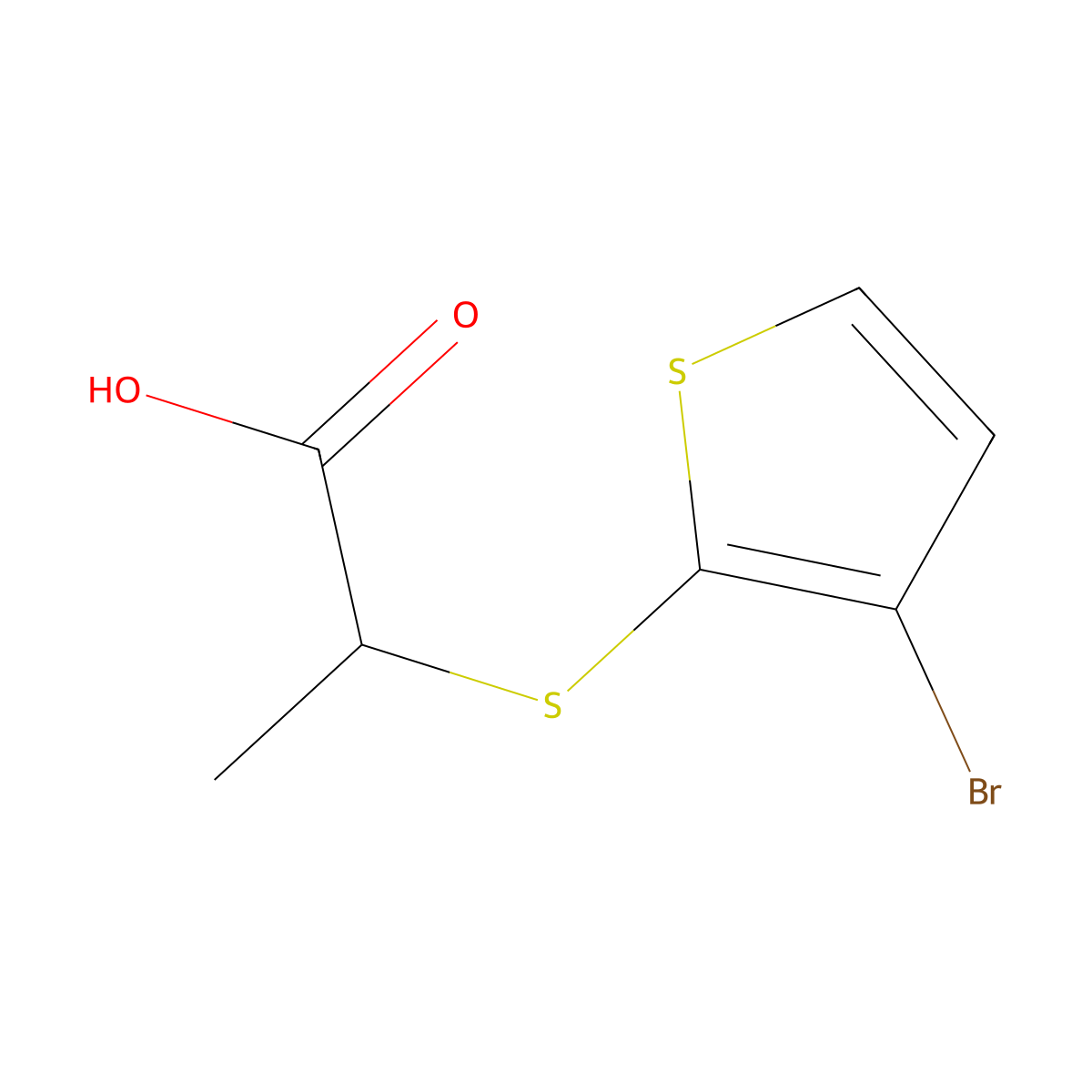 2-((3-Bromo-2-thienyl)thio)propanoic acid molecular structure, CAS 6645-60-9