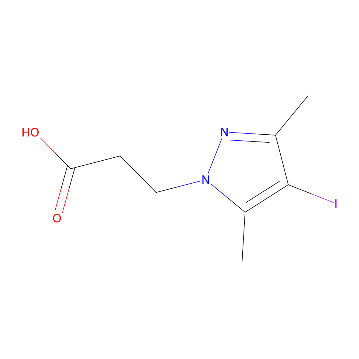 3-(4-iodo-3,5-dimethyl-1H-pyrazol-1-yl)propanoic acid molecular structure, CAS 6645-81-4