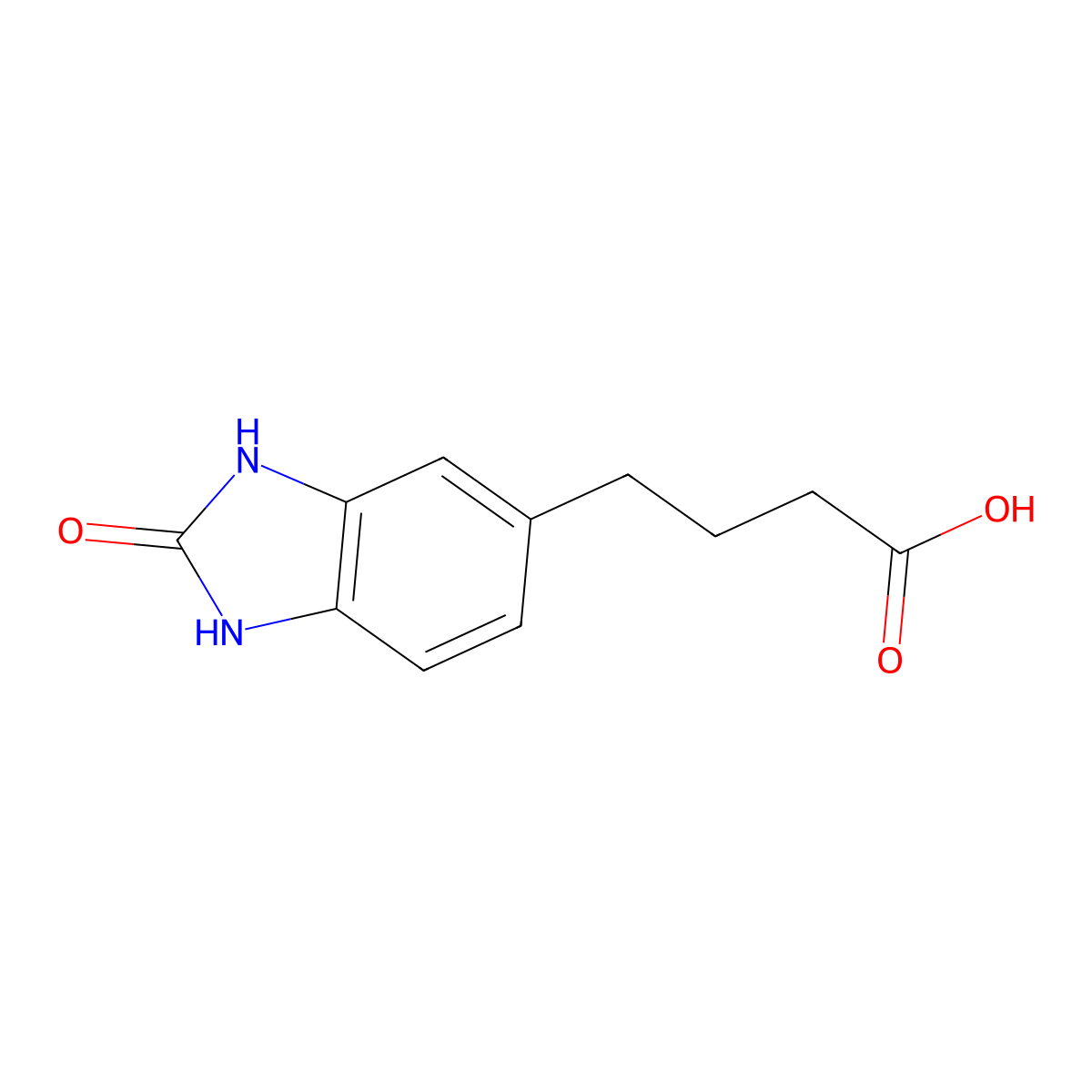 4-(2-oxo-2,3-dihydro-1H-1,3-benzodiazol-5-yl)butanoic acid molecular structure, CAS 6646-65-7