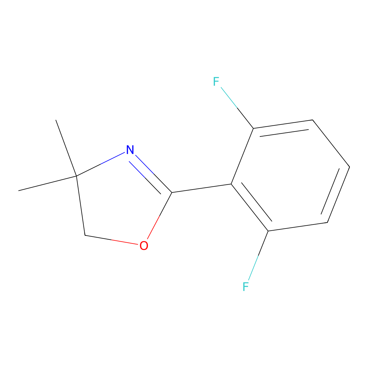 Oxazole, 2-(2,6-difluorophenyl)-4,5-dihydro-4,4-dimethyl- molecular structure, CAS 66464-26-4