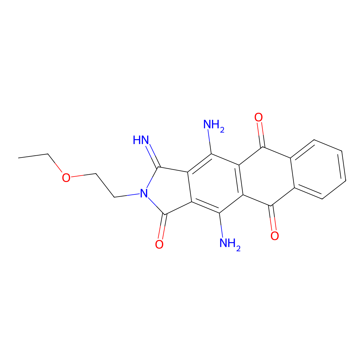1H-Naphth[2,3-f]isoindole-1,5,10-trione, 4,11-diamino-2-(2-ethoxyethyl)-2,3-dihydro-3-imino- molecular structure, CAS 6647-13-8