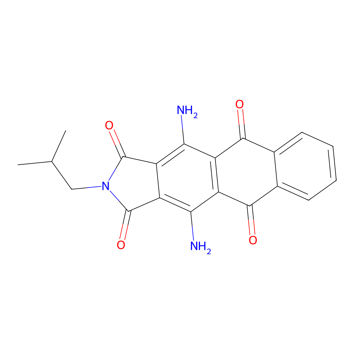 4,11-diamino-2-(2-methylpropyl)-1H-naphth[2,3-f]isoindole-1,3,5,10(2H)-tetrone molecular structure, CAS 6647-27-4