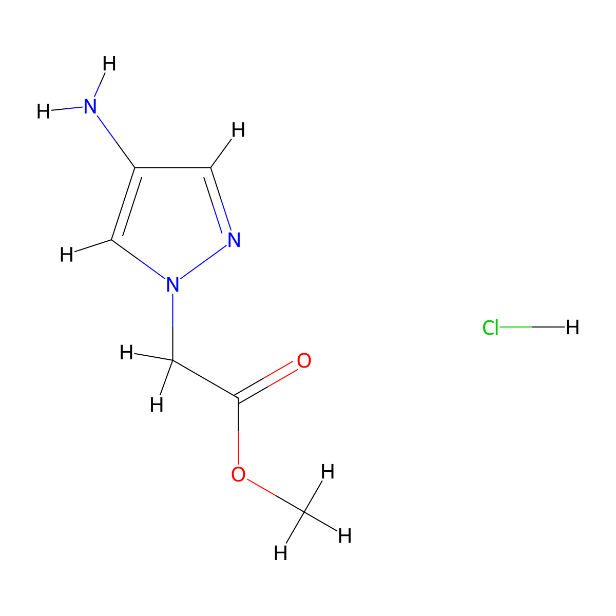 methyl 2-(4-amino-1H-pyrazol-1-yl)acetate hydrochloride molecular structure, CAS 6647-89-8