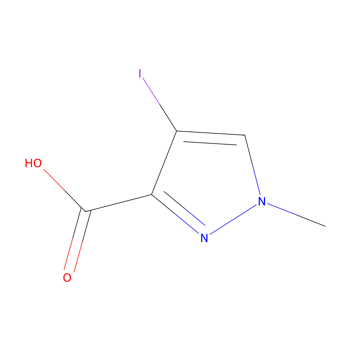 4-iodo-1-methyl-1H-pyrazole-3-carboxylic acid molecular structure, CAS 6647-98-9