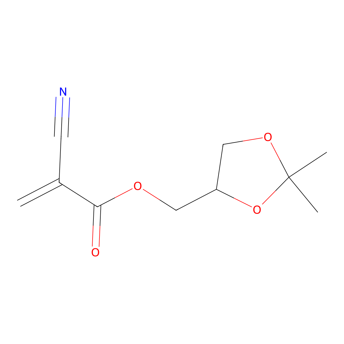 1,2-Isopropylidene glyceryl 2-cyanoacrylate molecular structure, CAS 66470-69-7