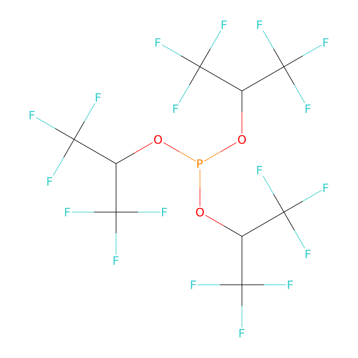 Tris(1,1,1,3,3,3-hexafluoro-2-propyl) phosphite molecular structure, CAS 66470-81-3