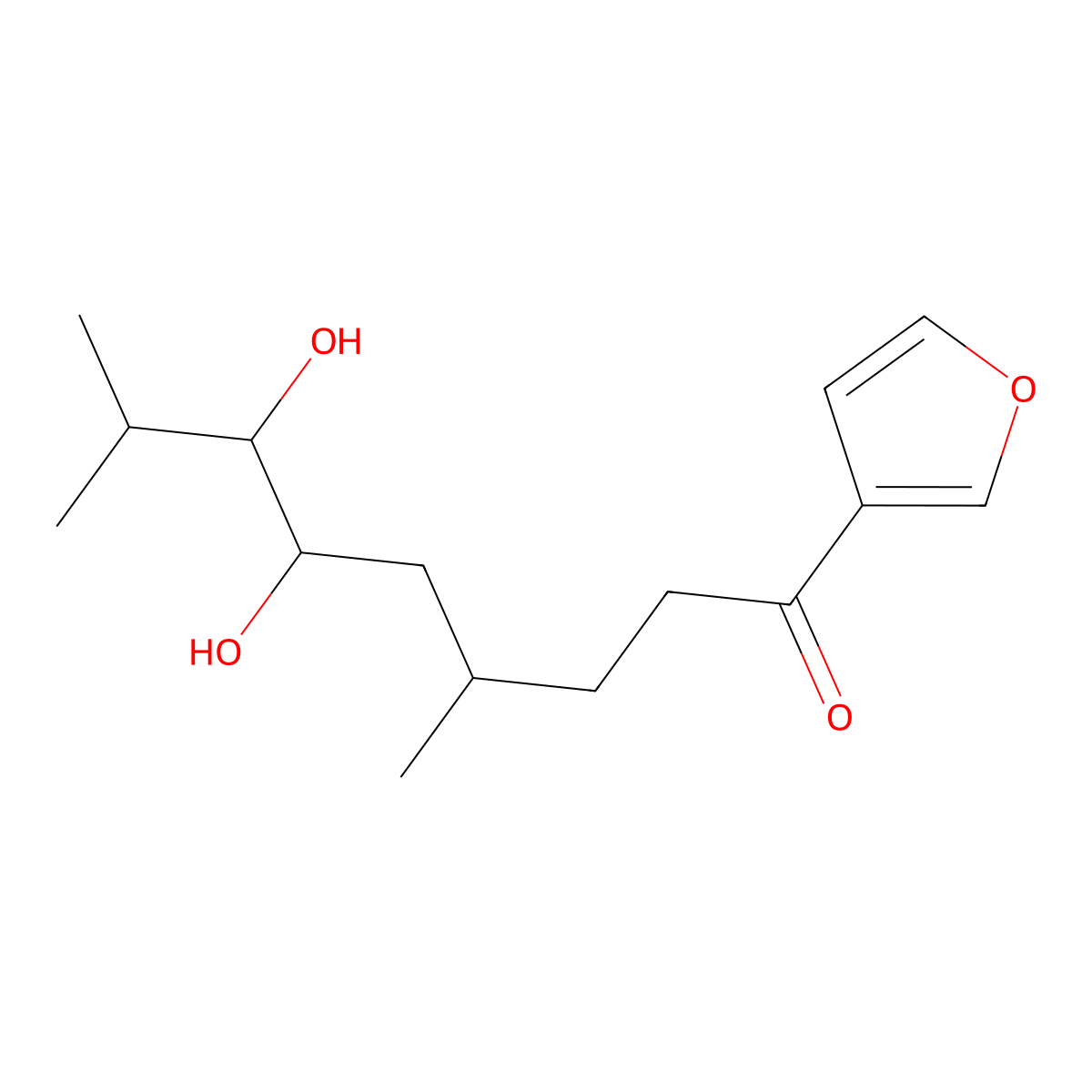 1-(3-Furanyl)-6,7-dihydroxy-4,8-dimethyl-1-nonanone molecular structure, CAS 66472-04-6