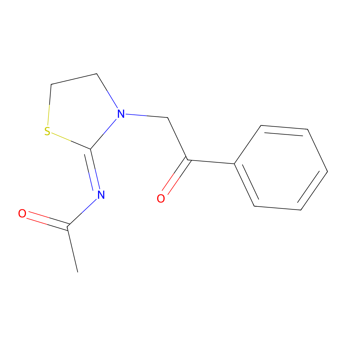 N-[3-(2-Oxo-2-phenylethyl)-2-thiazolidinylidene]acetamide molecular structure, CAS 6649-36-1