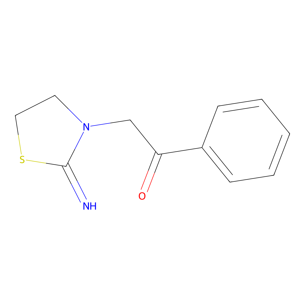 2-(2-Iminothiazolidin-3-yl)-1-phenylethan-1-one molecular structure, CAS 6649-75-8