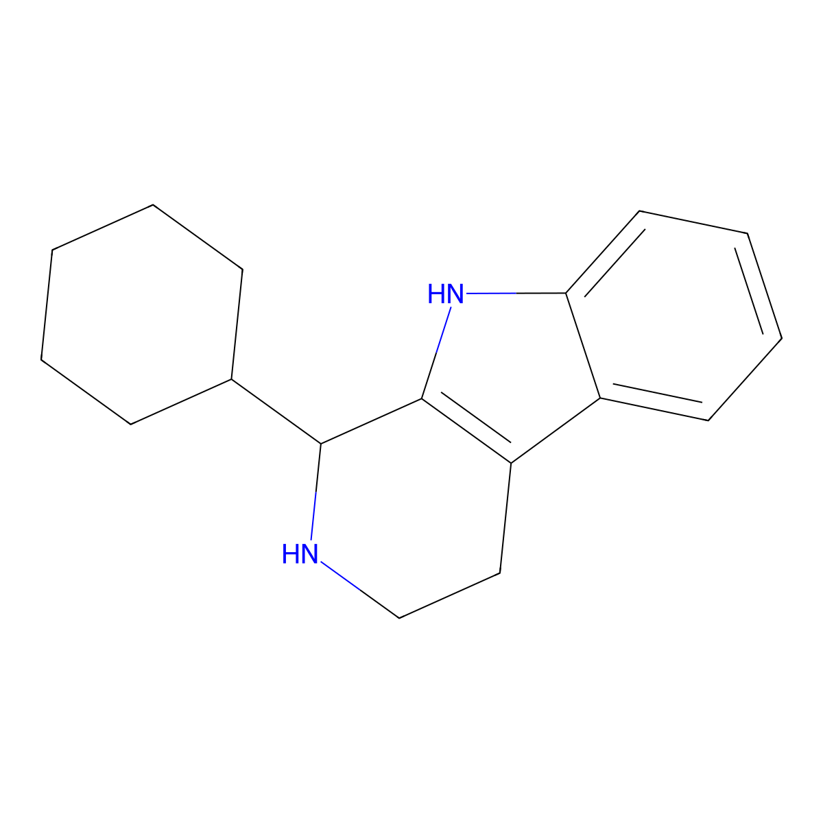 1-cyclohexyl-1H,2H,3H,4H,9H-pyrido[3,4-b]indole molecular structure, CAS 6649-80-5