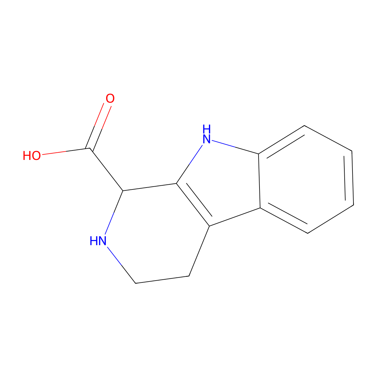 2,3,4,9-Tetrahydro-1H-pyrido(3,4-b)indole-1-carboxylic acid molecular structure, CAS 6649-91-8