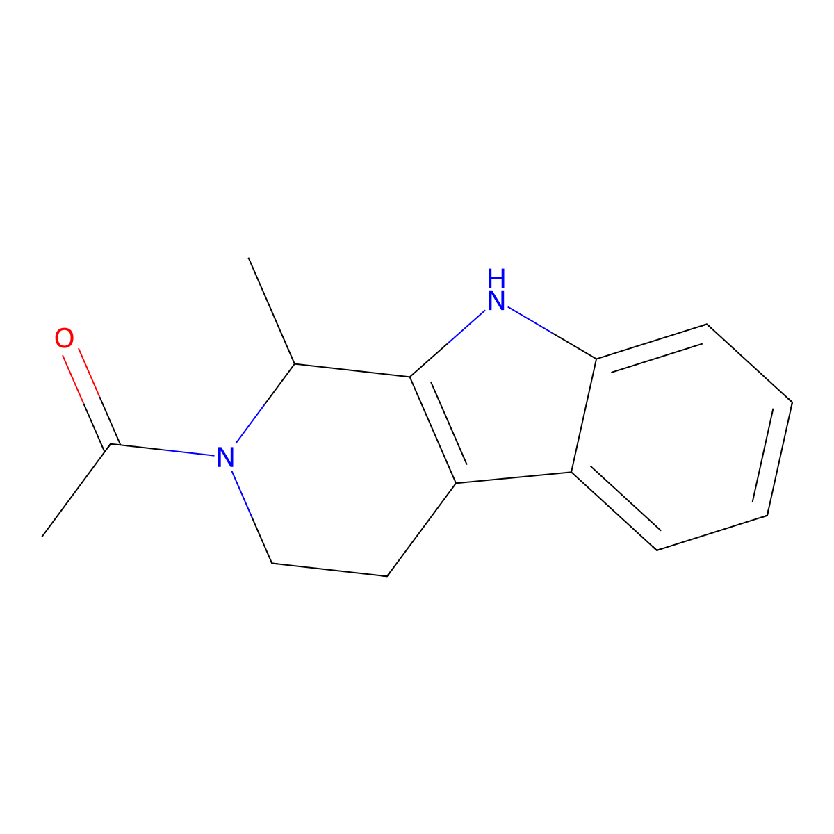 Ethanone, 1-(1,3,4,9-tetrahydro-1-methyl-2H-pyrido[3,4-b]indol-2-yl)- molecular structure, CAS 6649-98-5