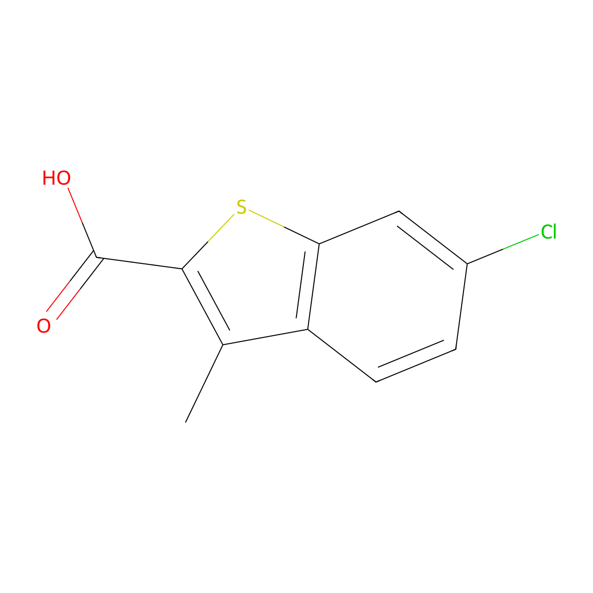 6-Chloro-3-methyl-1-benzothiophene-2-carboxylic acid molecular structure, CAS 66490-32-2