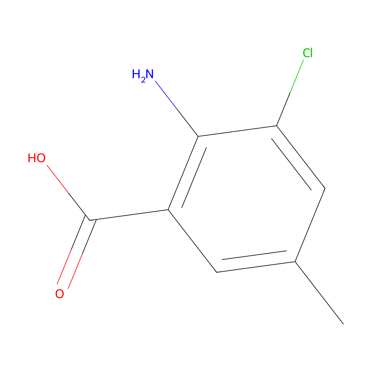 2-Amino-3-chloro-5-methylbenzoic acid molecular structure, CAS 66490-53-7