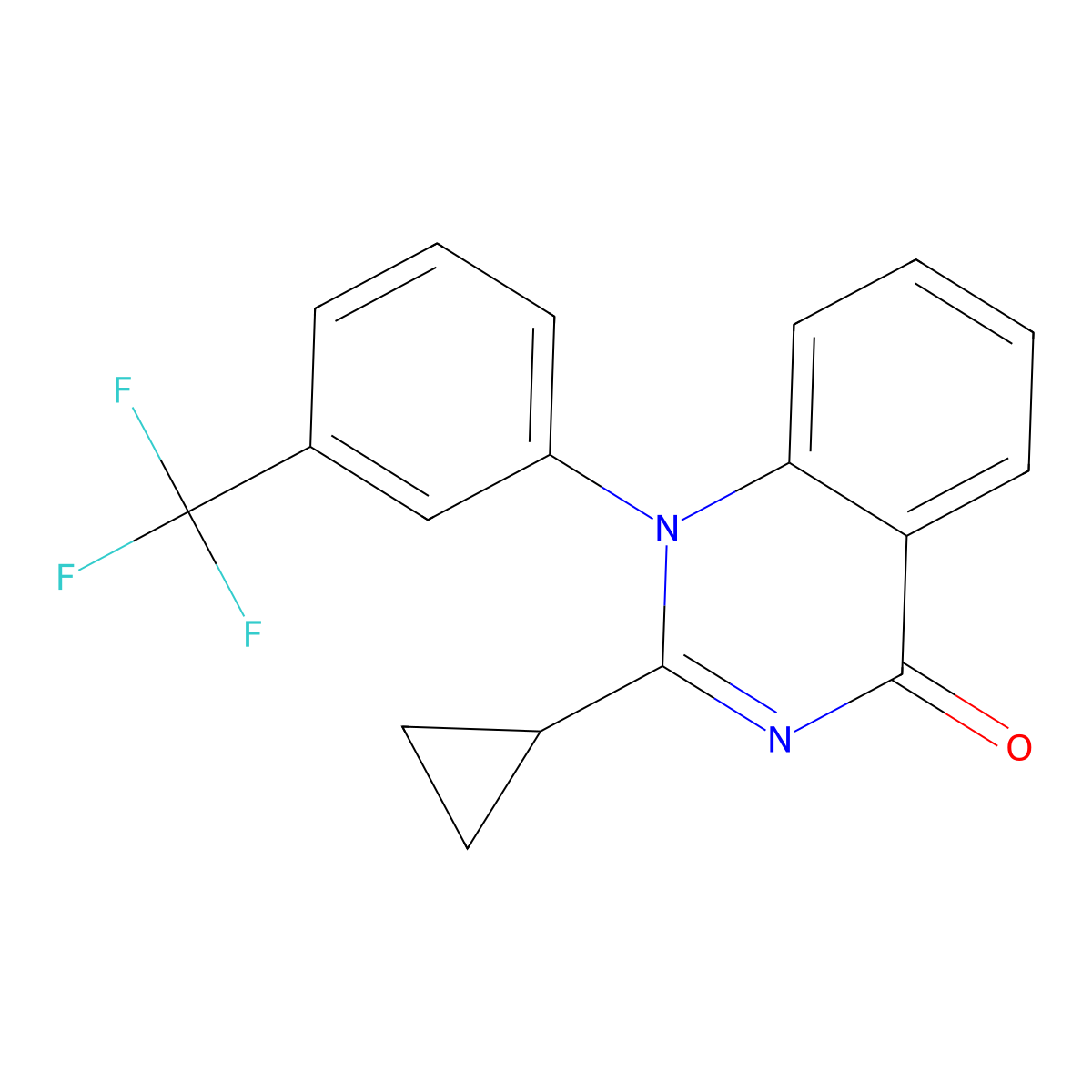 2-Cyclopropyl-1-(3-(trifluoromethyl)phenyl)quinazolin-4(1H)-one molecular structure, CAS 66491-86-9