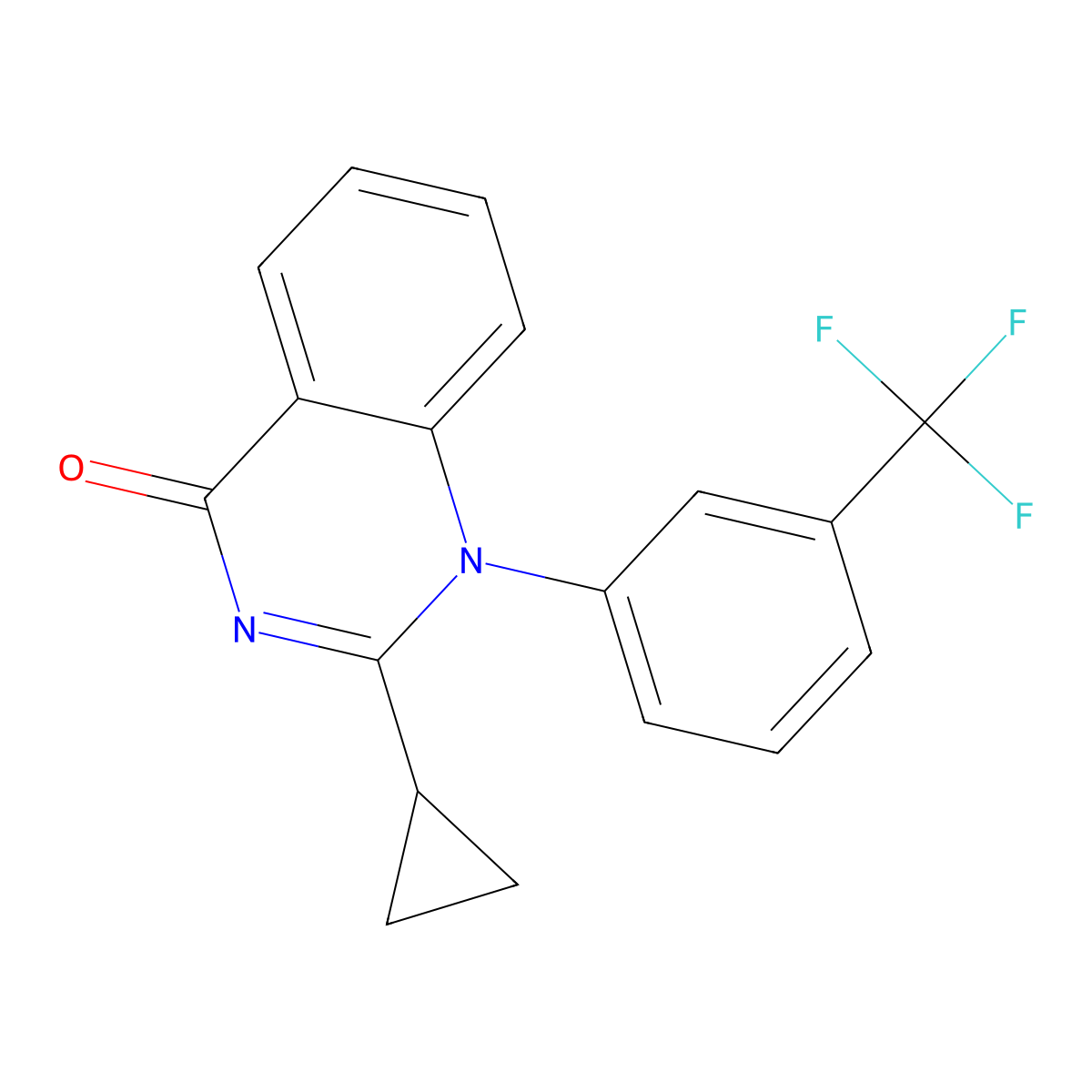 2-Cyclopropyl-1-(3-(trifluoromethyl)phenyl)quinazolin-4(1H)-one molecular structure, CAS 66491-86-9