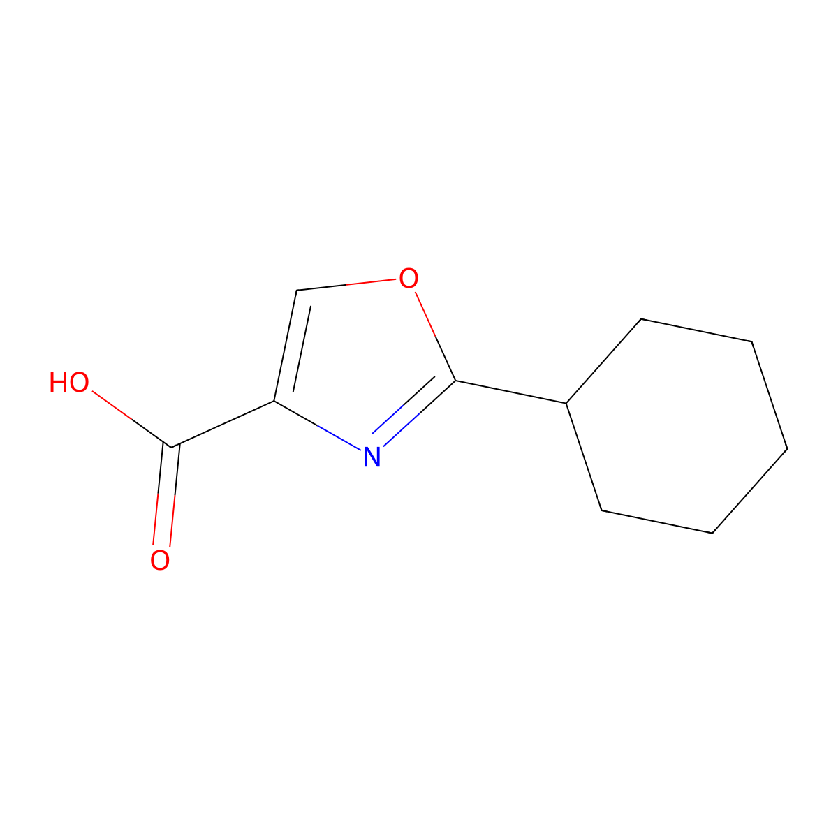 2-Cyclohexyl-1,3-oxazole-4-carboxylic acid molecular structure, CAS 66493-06-9
