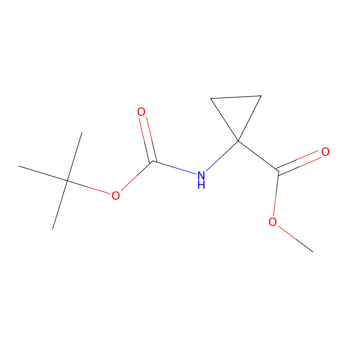 Methyl 1-((tert-butoxycarbonyl)amino)cyclopropanecarboxylate molecular structure, CAS 66494-26-6