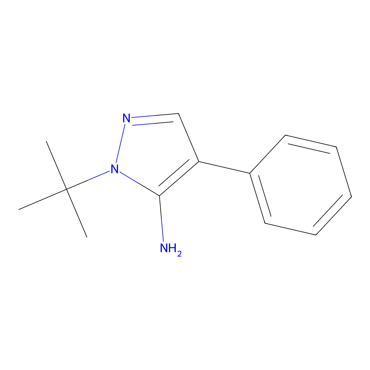 1-Tert-butyl-4-phenyl-1H-pyrazol-5-amine molecular structure, CAS 664966-72-7