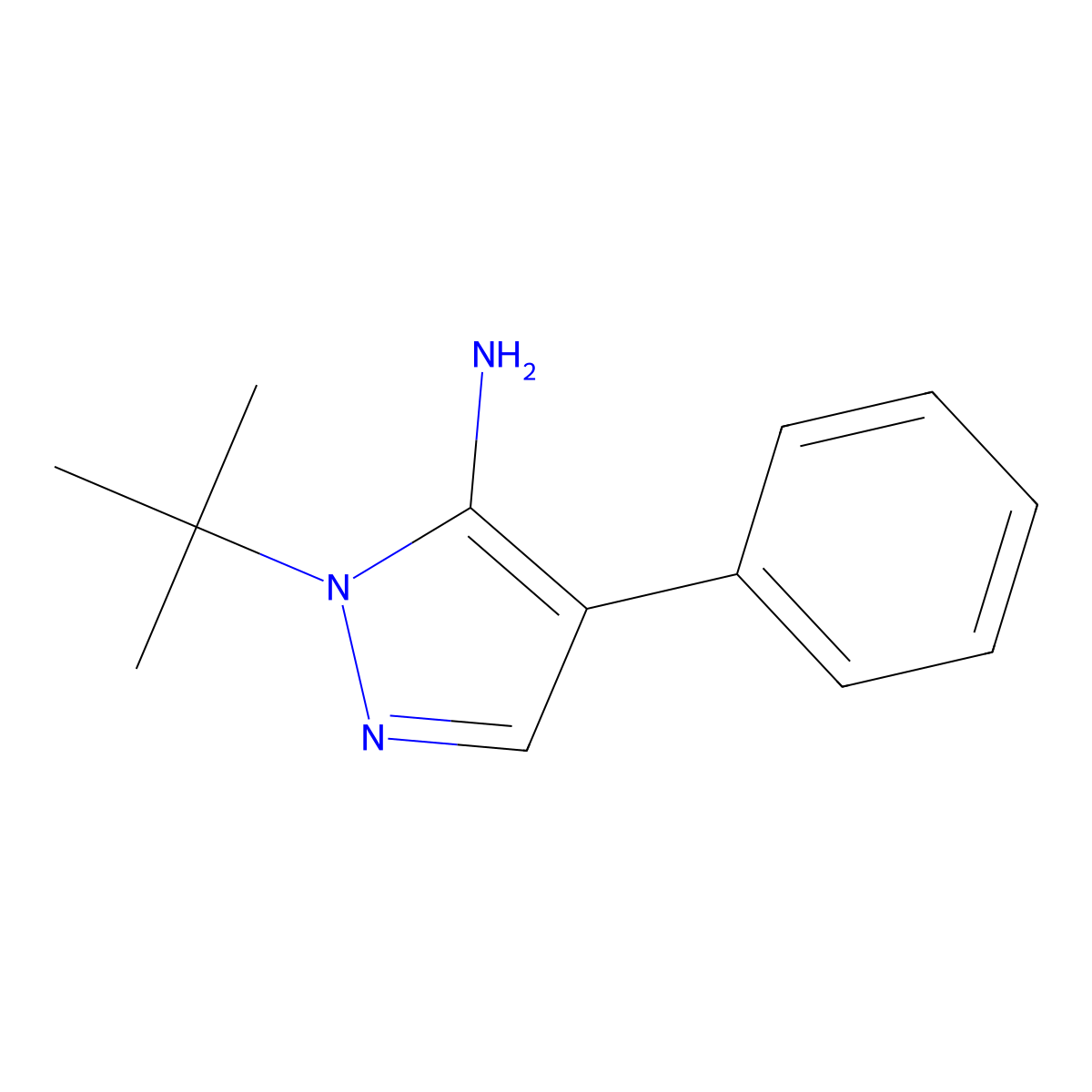 1-Tert-butyl-4-phenyl-1H-pyrazol-5-amine molecular structure, CAS 664966-72-7