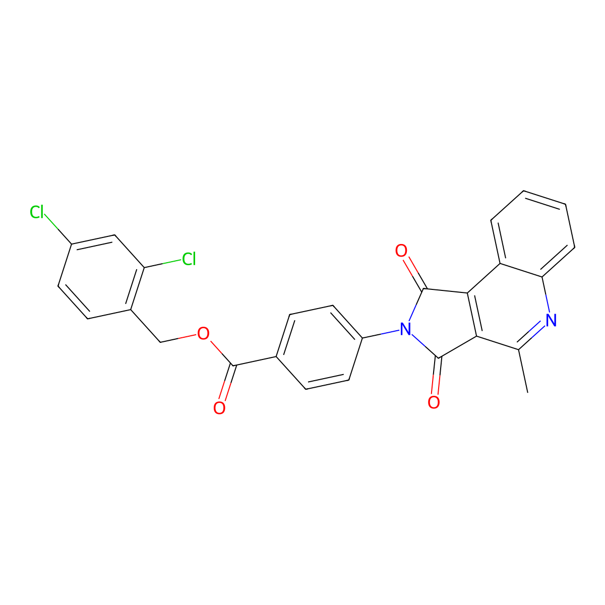 2,4-dichlorobenzyl 4-(4-methyl-1,3-dioxo-1,3-dihydro-2H-pyrrolo[3,4-c]quinolin-2-yl)benzoate molecular structure, CAS 664968-28-9