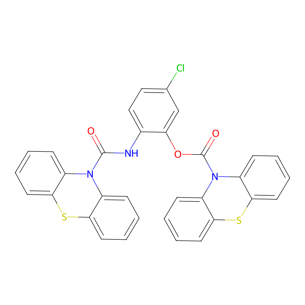5-chloro-2-[(10H-phenothiazin-10-ylcarbonyl)amino]phenyl 10H-phenothiazine-10-carboxylate molecular structure, CAS 664968-36-9