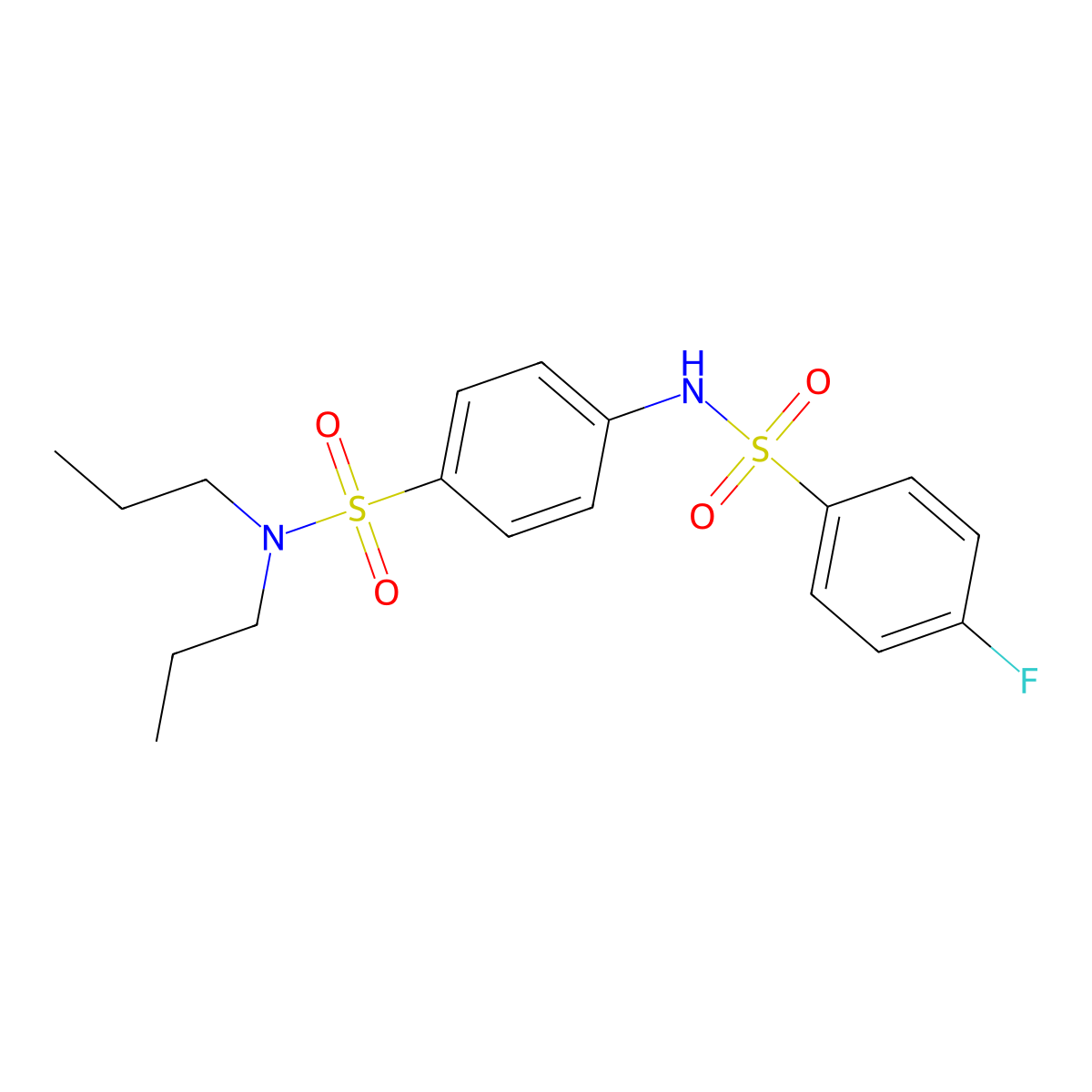 4-[(4-fluorophenyl)sulfonylamino]-N,N-dipropylbenzenesulfonamide molecular structure, CAS 664968-38-1
