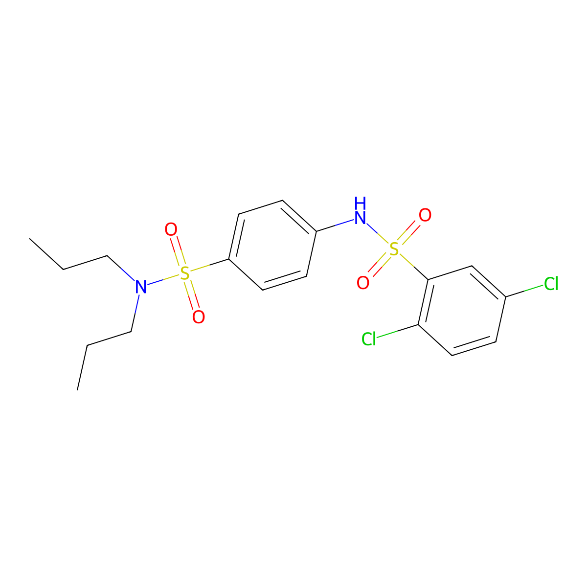 2,5-dichloro-N-[4-(dipropylsulfamoyl)phenyl]benzenesulfonamide molecular structure, CAS 664968-40-5