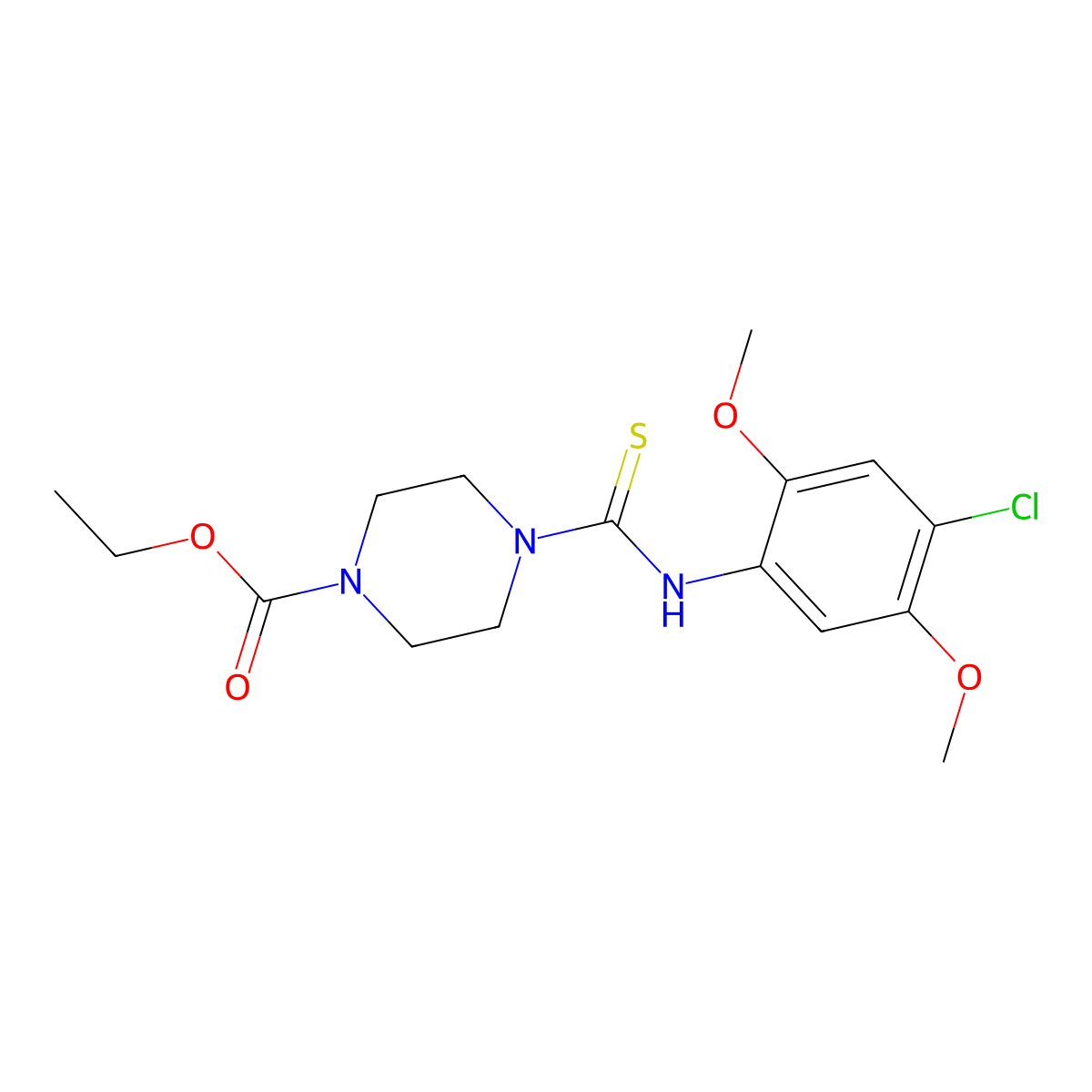Ethyl 4-[(4-chloro-2,5-dimethoxyphenyl)carbamothioyl]piperazine-1-carboxylate molecular structure, CAS 664968-55-2