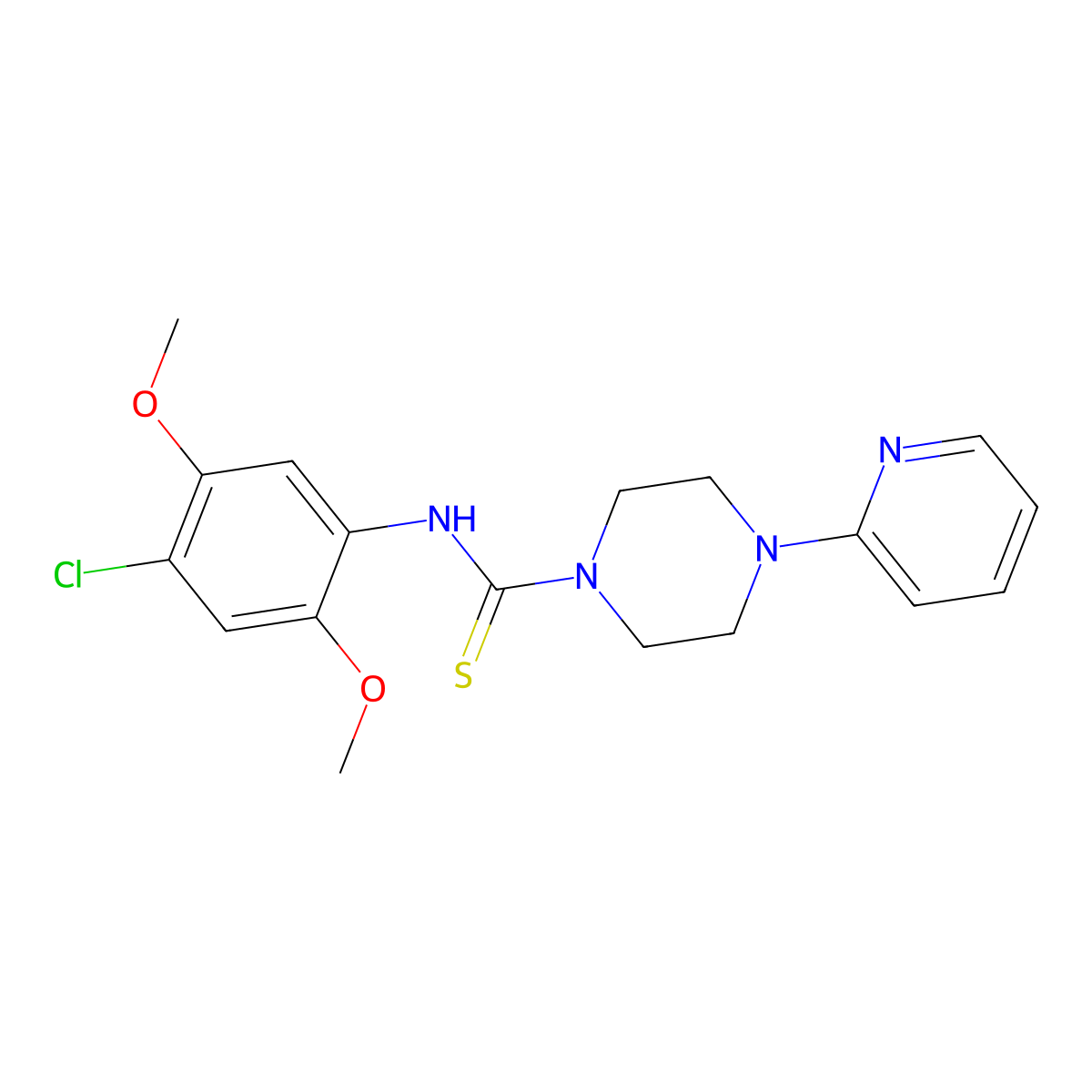 N-(4-chloro-2,5-dimethoxyphenyl)-4-pyridin-2-ylpiperazine-1-carbothioamide molecular structure, CAS 664968-57-4