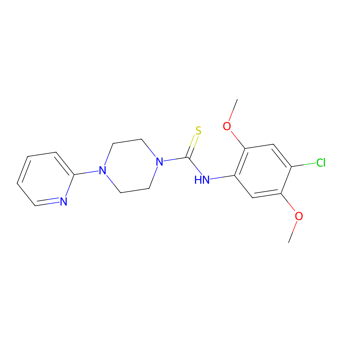 N-(4-chloro-2,5-dimethoxyphenyl)-4-pyridin-2-ylpiperazine-1-carbothioamide molecular structure, CAS 664968-57-4