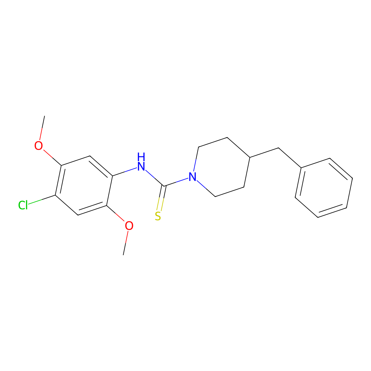 4-benzyl-N-(4-chloro-2,5-dimethoxyphenyl)piperidine-1-carbothioamide molecular structure, CAS 664968-60-9