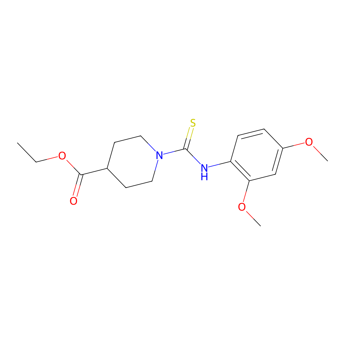 Ethyl 1-[(2,4-dimethoxyanilino)carbothioyl]-4-piperidinecarboxylate molecular structure, CAS 664968-63-2