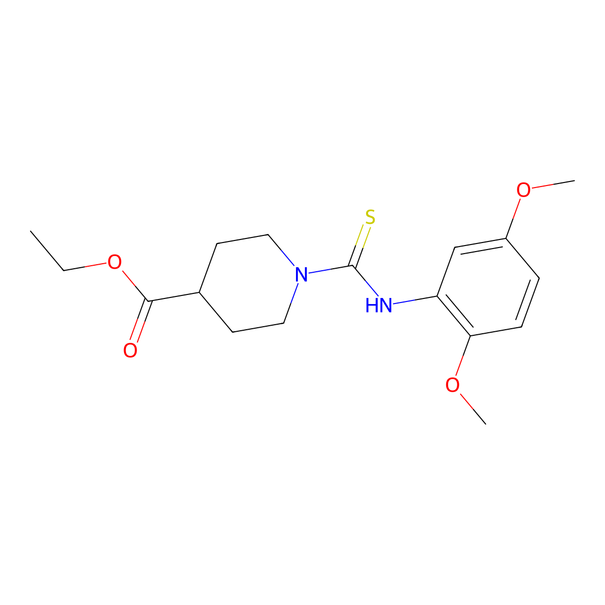 Ethyl 1-[(2,5-dimethoxyphenyl)carbamothioyl]piperidine-4-carboxylate molecular structure, CAS 664968-64-3