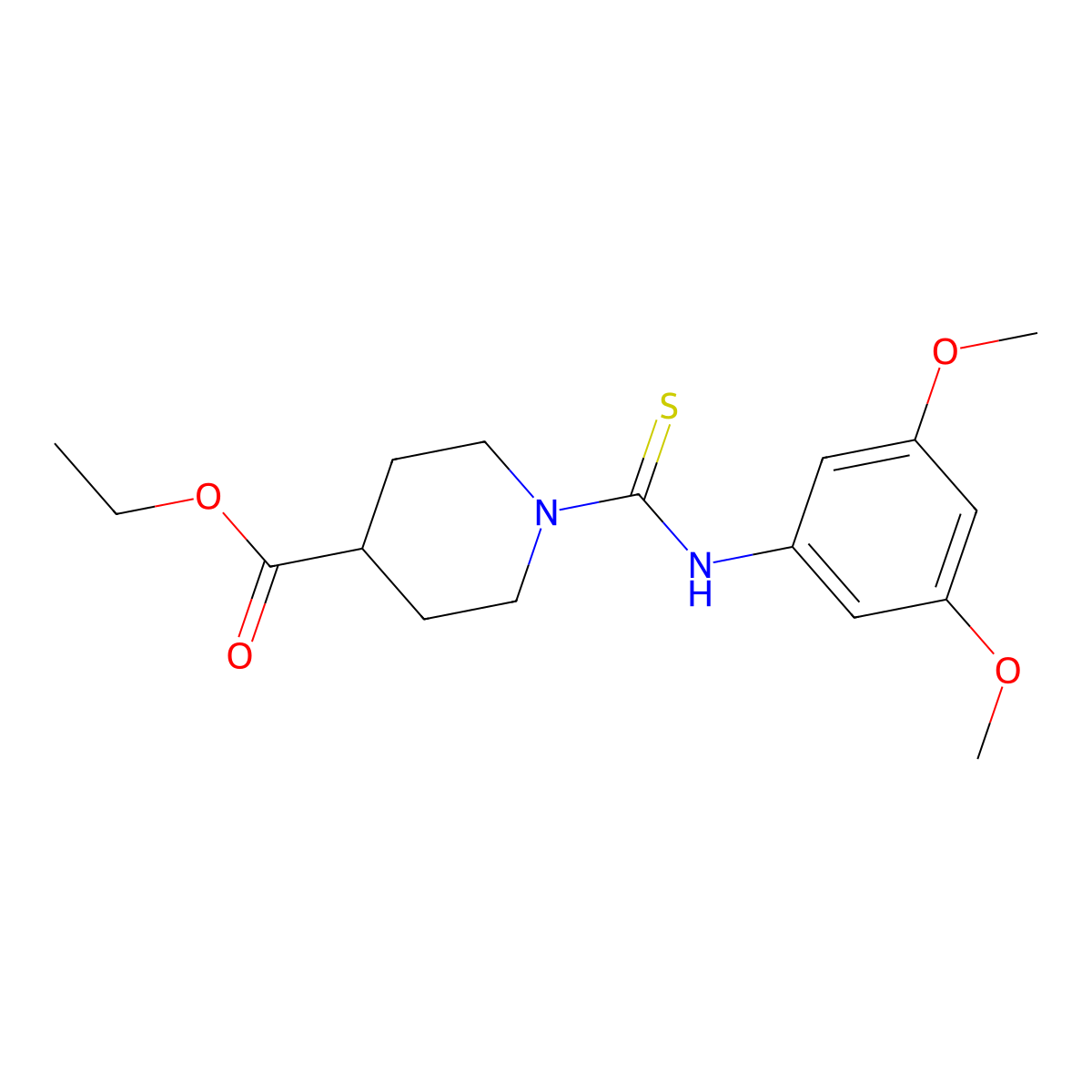 Ethyl 1-[(3,5-dimethoxyphenyl)carbamothioyl]piperidine-4-carboxylate molecular structure, CAS 664968-65-4