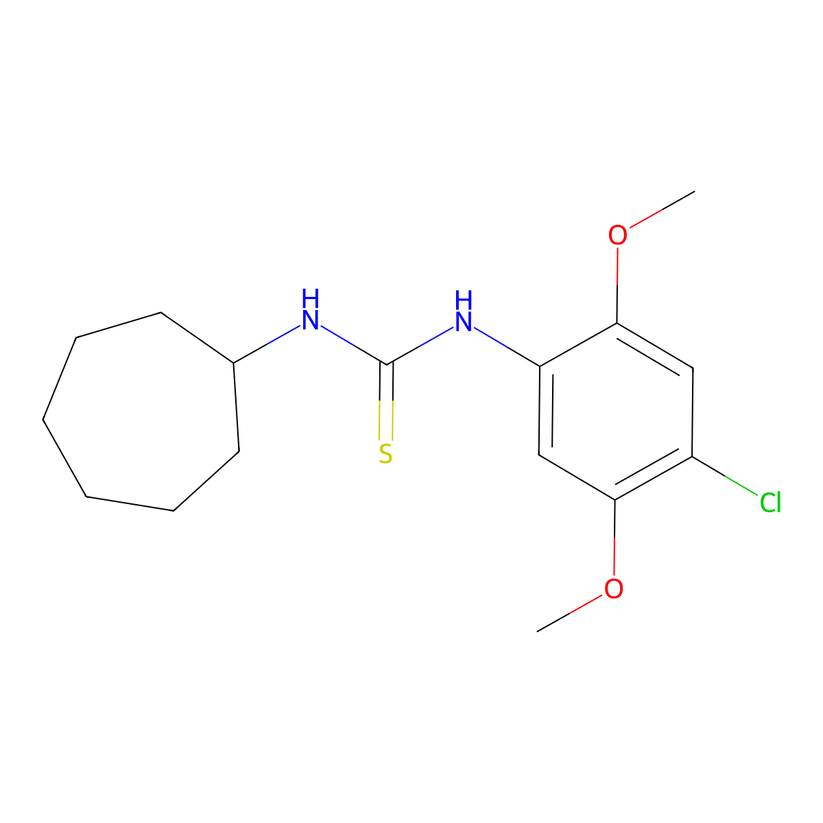 N-(4-chloro-2,5-dimethoxyphenyl)-N'-cycloheptylthiourea molecular structure, CAS 664968-75-6